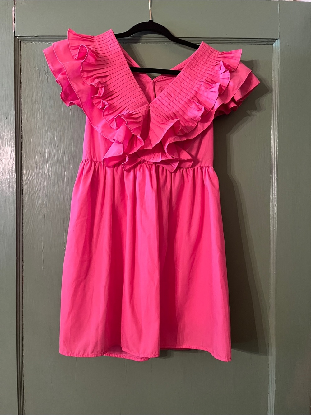 entro Pink Ruffle V-Neck Mini Dress